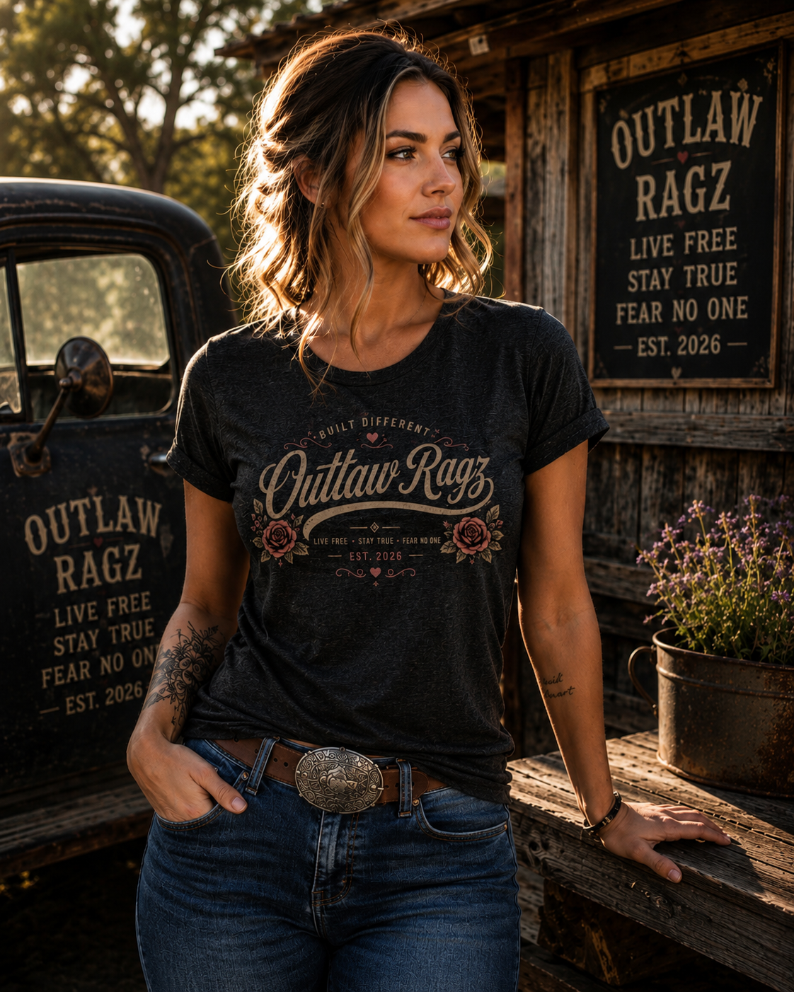 Outlaw Ragz Rogue Beauty | Earn Your Edge Women's T-Shirt