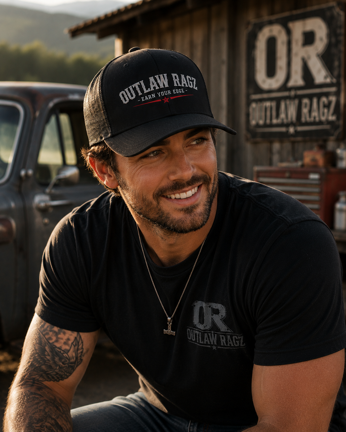 Outlaw Ragz Classic Trucker Hat | Earn Your Edge Snapback Cap