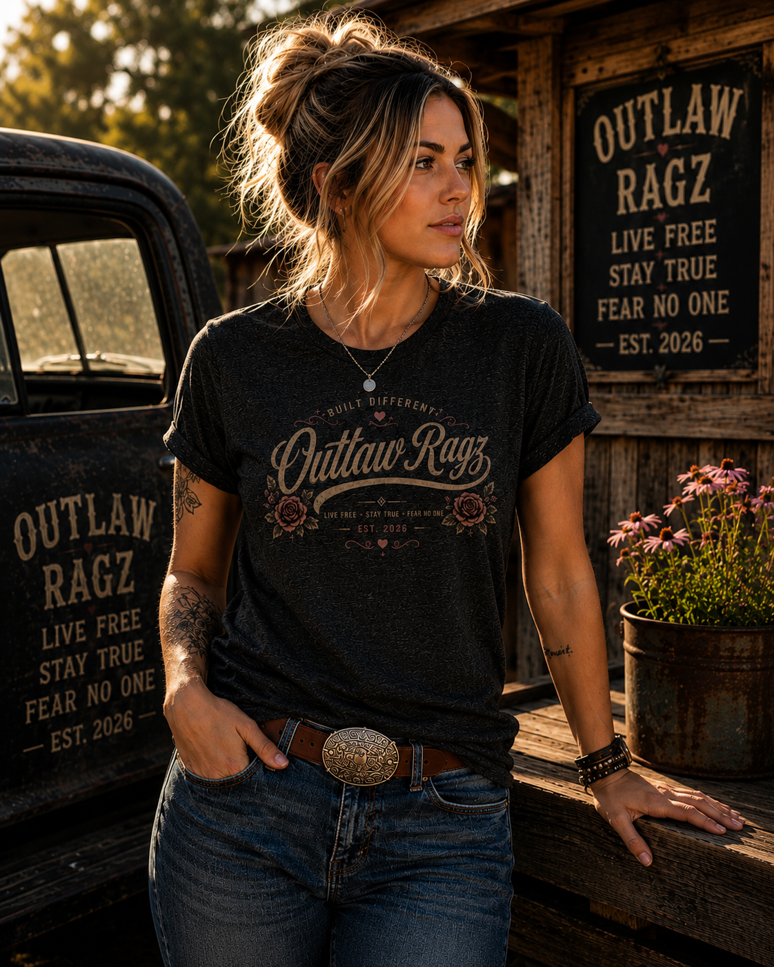 Outlaw Ragz Rogue Beauty | Earn Your Edge Women's T-Shirt