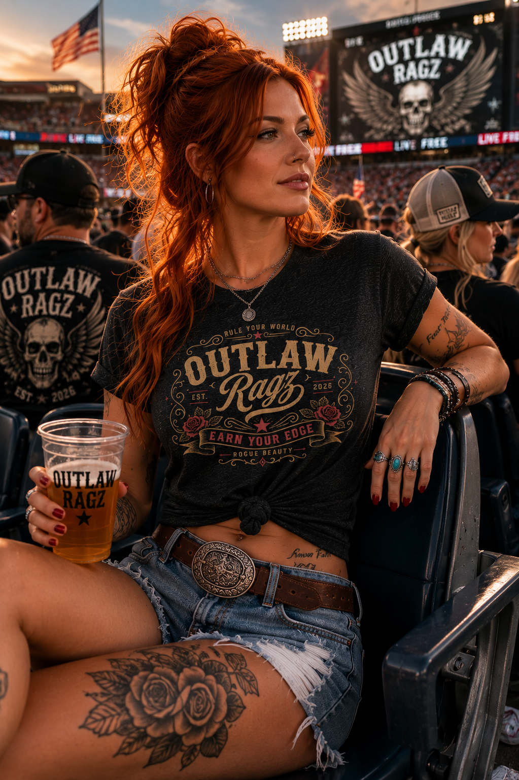 Outlaw Ragz Rogue Beauty | Earn Your Edge Women's T-Shirt