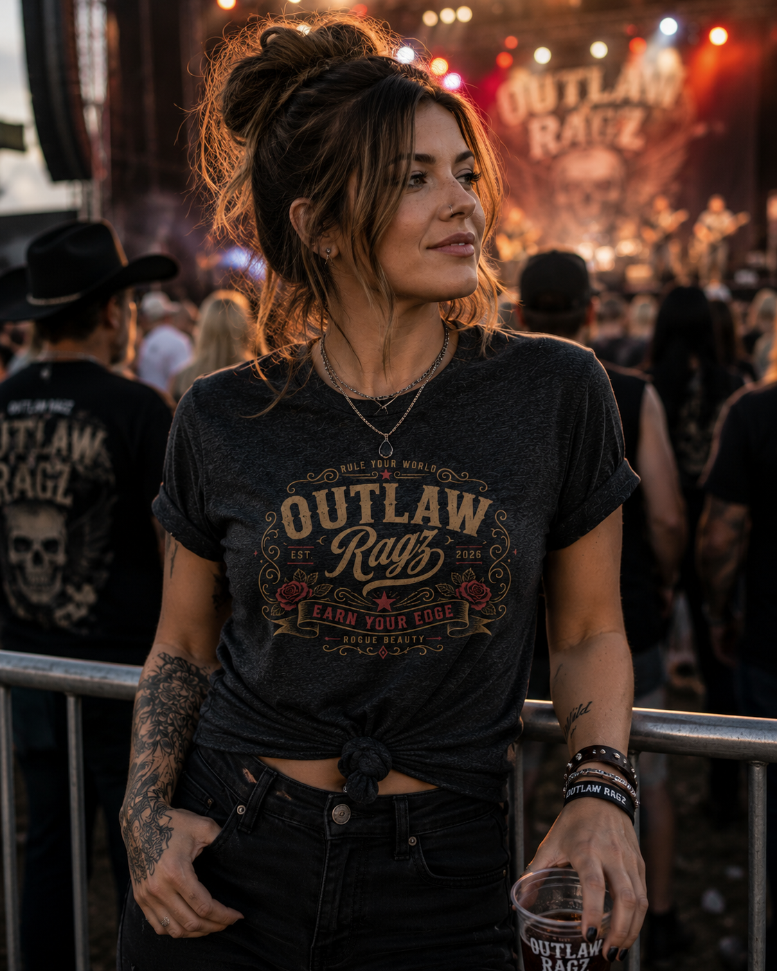 Outlaw Ragz Rogue Beauty | Earn Your Edge Women's T-Shirt