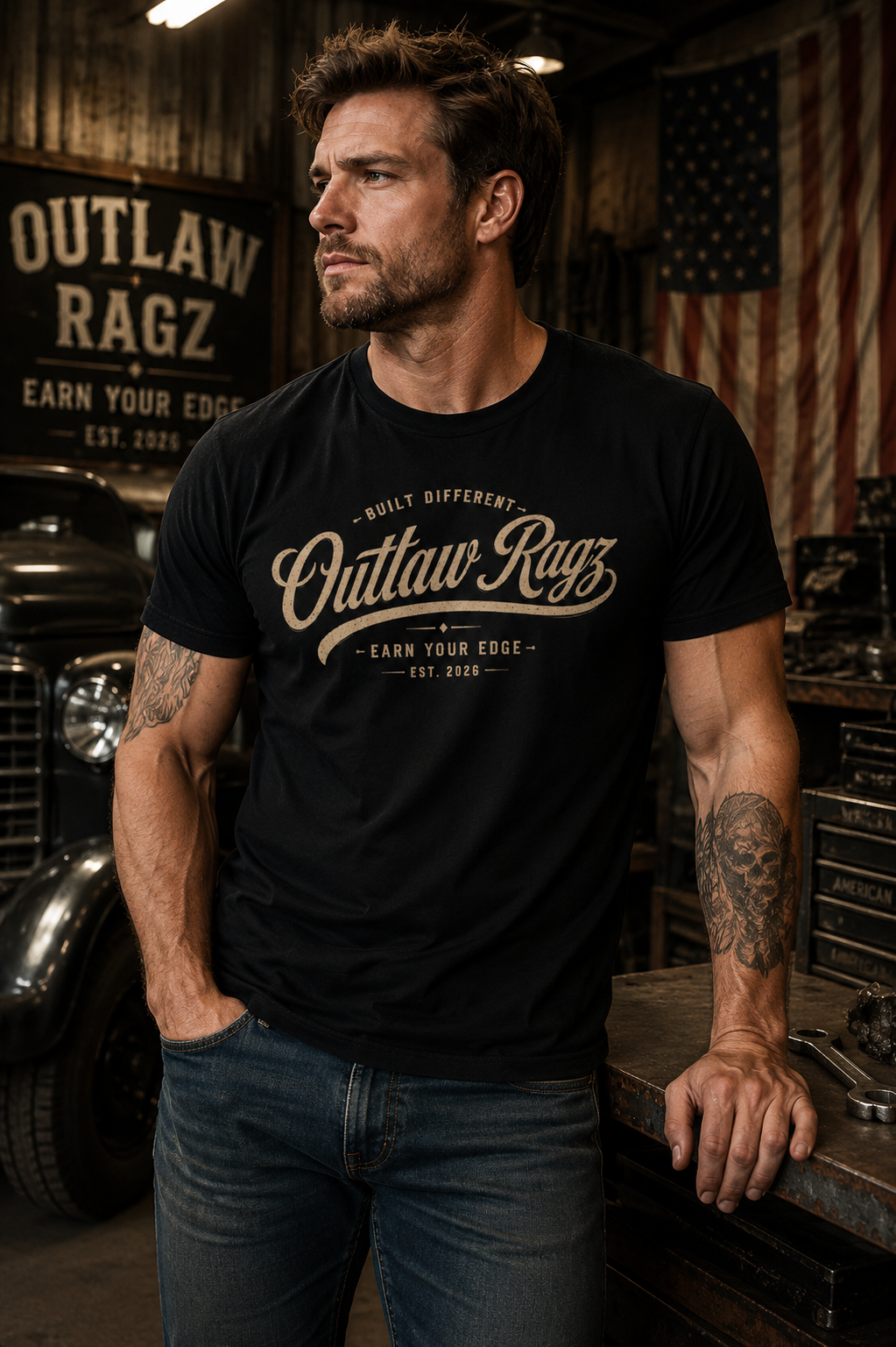 Outlaw Ragz Script Logo | Built Different Men's T-Shirt