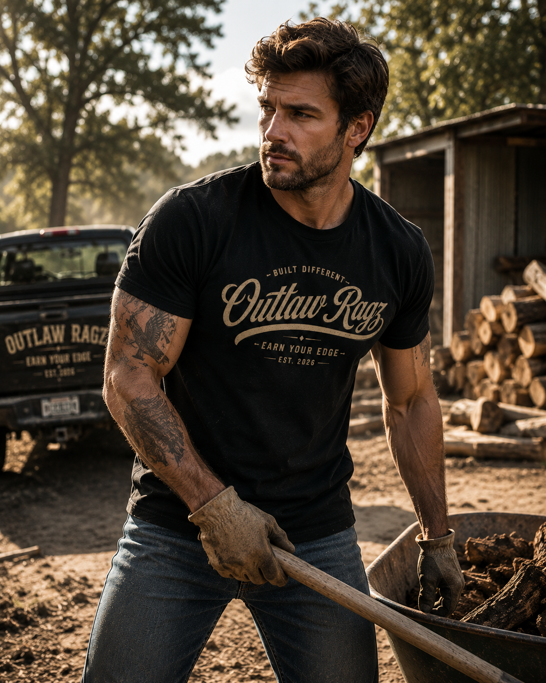 Outlaw Ragz Script Logo | Built Different Men's T-Shirt