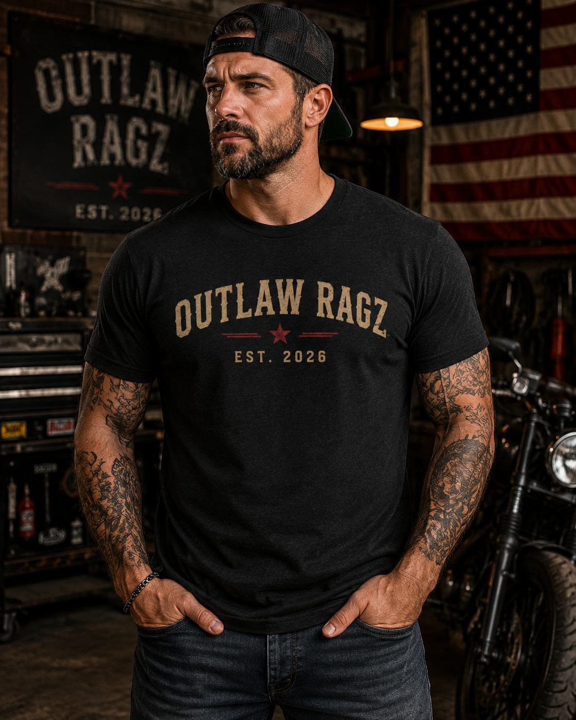 Outlaw Ragz Vintage Logo Tee – Est. 2026