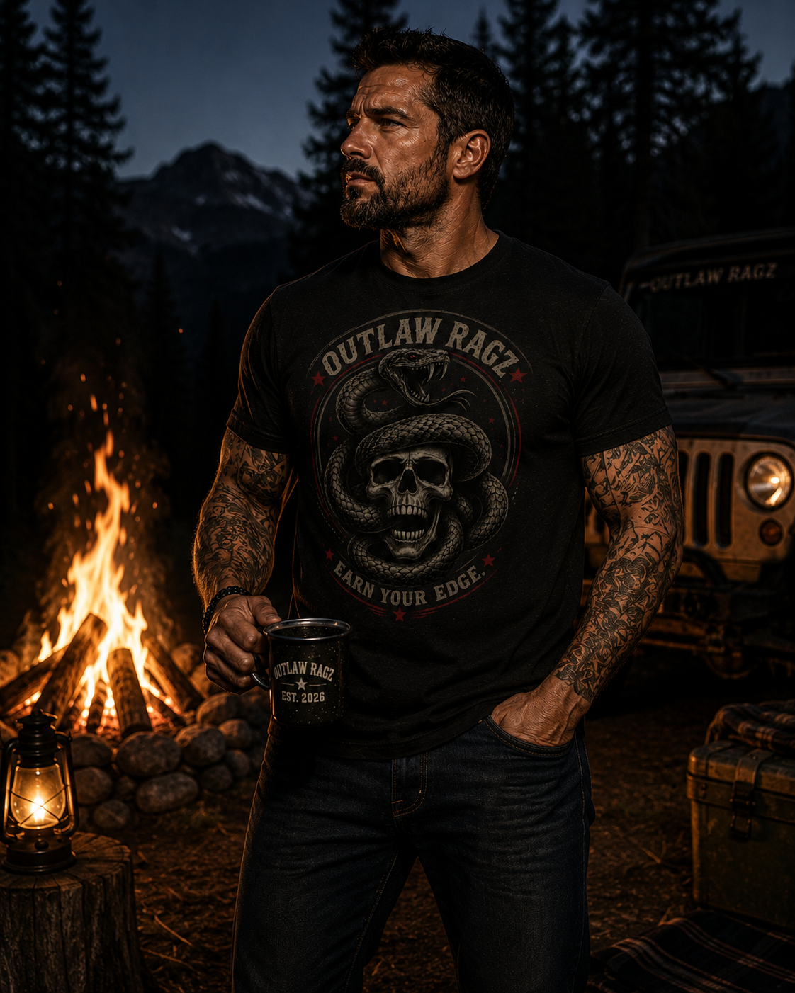 Snake & Skull Premium Graphic Tee – Earn Your Edge
