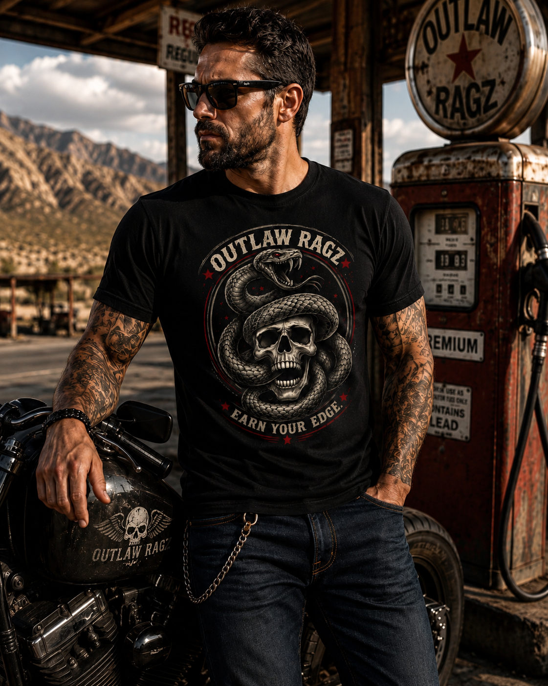 Snake & Skull Premium Graphic Tee – Earn Your Edge